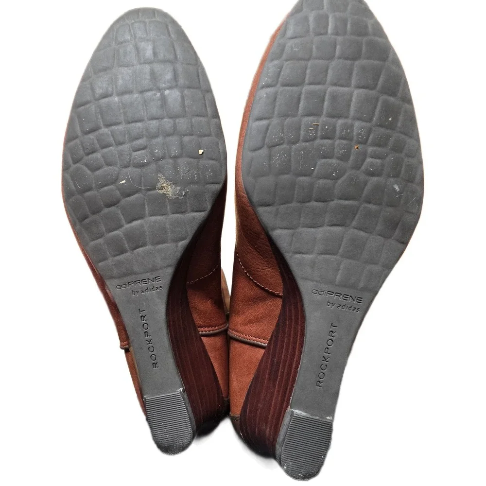 Rockport Adiprene by Adidas Wedge Ankle Boots Women's US 6 Brown‎ Leather Buckle